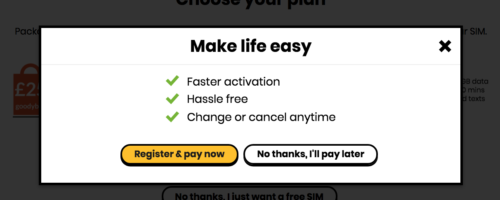 register and pay now (giffgaff)